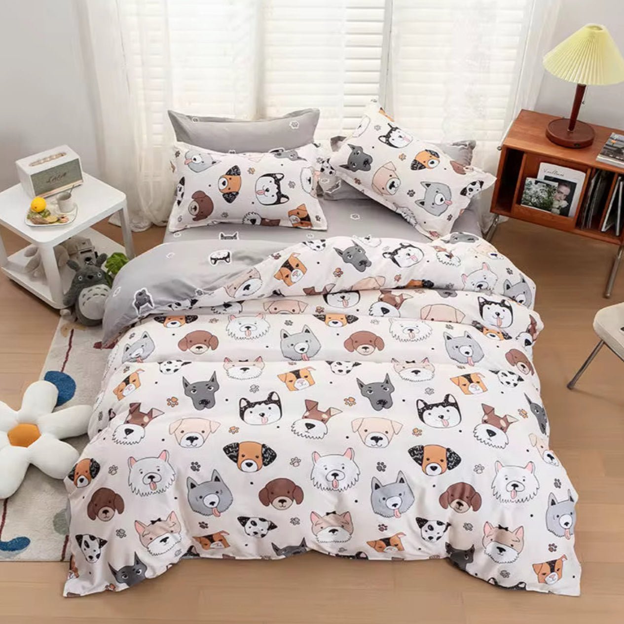 Single size 4 pieces, brown cute dogs design. - BusDeals