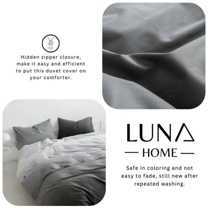 Single Size 4 pieces Duvet cover set, Ombré Dark Grey. - BusDeals