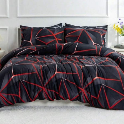 Single Size 4 Pieces Geometric Design Duvet Cover Set Home Decor Bedding Set - BusDeals