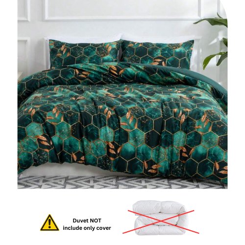 Single Size 4 pieces, Green Marble Design Duvet Cover set. - BusDeals