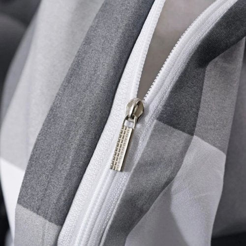 Single Size 4 Pieces, Grey Checkered Design. - BusDeals