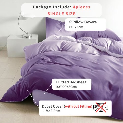 Single Size 4 pieces, Ombré Royal Purple Bedding set. - BusDeals