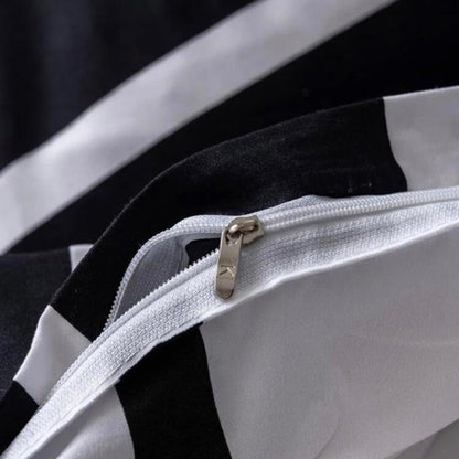 Single Size 4 Pieces set without filler, Black & White Stripe Design. - BusDeals