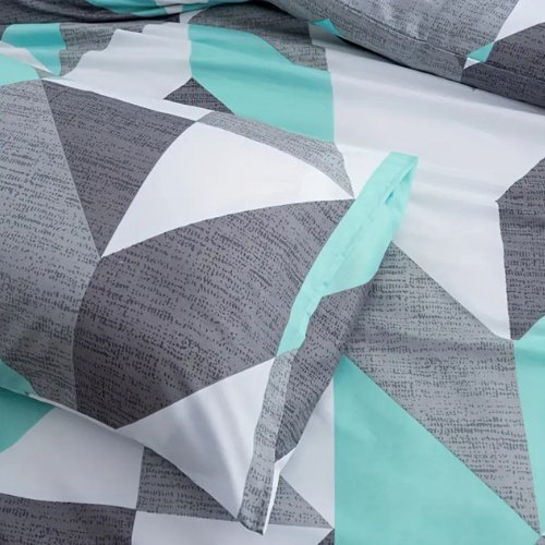 Single size 4 pieces, without filler, light blue geometric design. - BusDeals