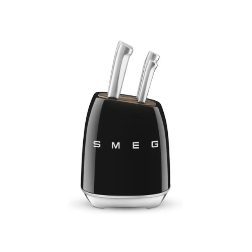 SMEG Knife Set KBSF02BL Stainless Steel Knife Block, Italian Stylish Black Finish, Durable and Sharp Blades - BusDeals