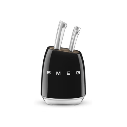 SMEG Knife Set KBSF02BL Stainless Steel Knife Block, Italian Stylish Black Finish, Durable and Sharp Blades - BusDeals