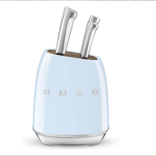 SMEG Knife Set KBSF02PB – Premium 6-Piece Stainless Steel Knife Block, Italian Design, Pastel BluePastel Blue - BusDeals