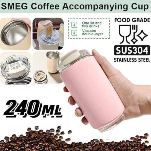 Smeg Mug, 240ml Insulated Stainless Steel Coffee mug, Pink. - BusDeals