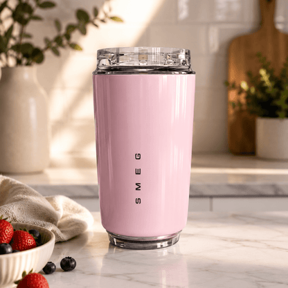 Smeg Mug, 240ml Insulated Stainless Steel Coffee mug, Powder Pink. - BusDeals