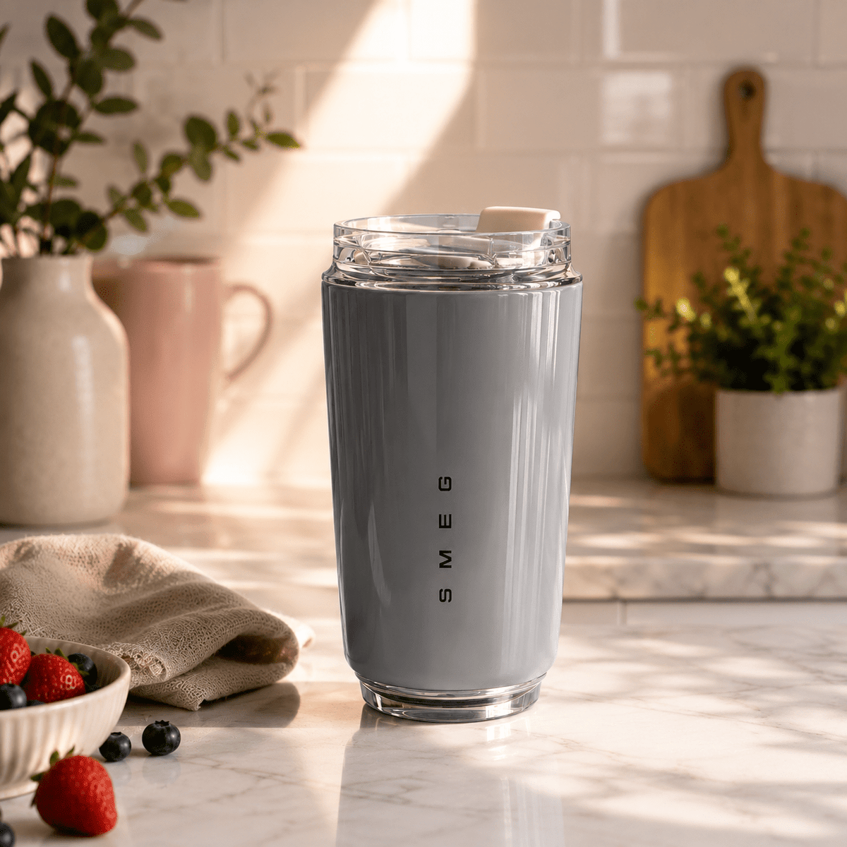 Smeg Mug, 240ml Insulated Stainless Steel Coffee mug,Grey - BusDeals