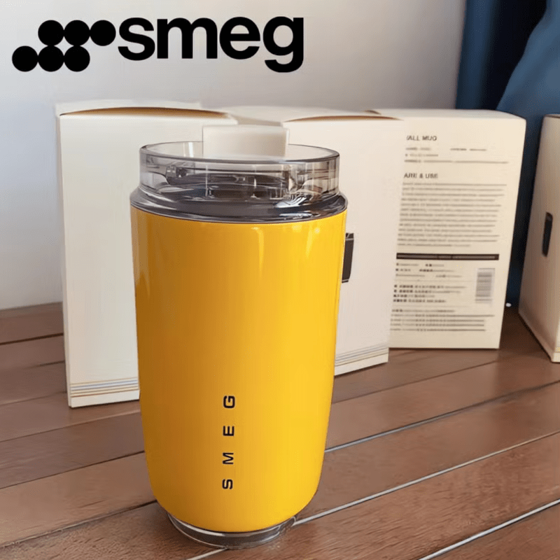 Smeg Mug, 240ml Insulated Stainless Steel Coffee mug,Yellow - BusDeals