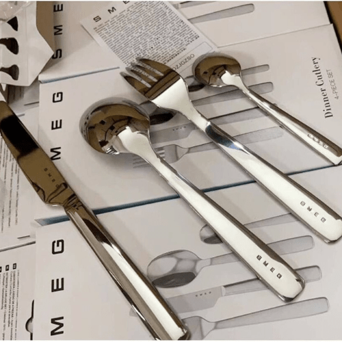 SMEG - Stainless Steel Dinner Cutlery 4 Piece Set - Silver - BusDeals