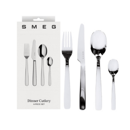 SMEG - Stainless Steel Dinner Cutlery 4 Piece Set - Silver - BusDeals
