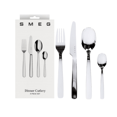 SMEG - Stainless Steel Dinner Cutlery 4 Piece Set - Silver - BusDeals
