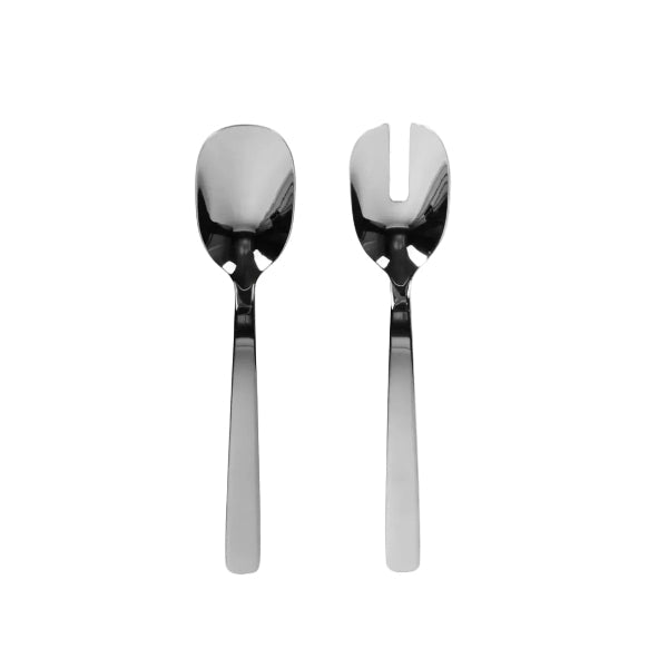 SMEG - Stainless Steel Lettuce Salat cutlery 2 Piece Set - Silver. - BusDeals