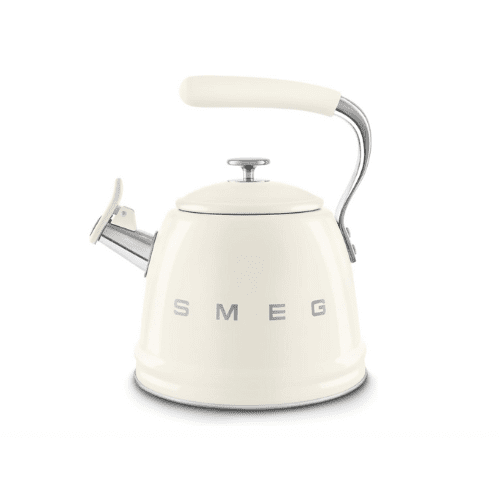 SMEG, WKF01CR Whistling Kettle, Stainless Steel, 2.3 L Capacity, Removable Lid and Measuring Spout, Induction Compatible, Cream. - BusDeals