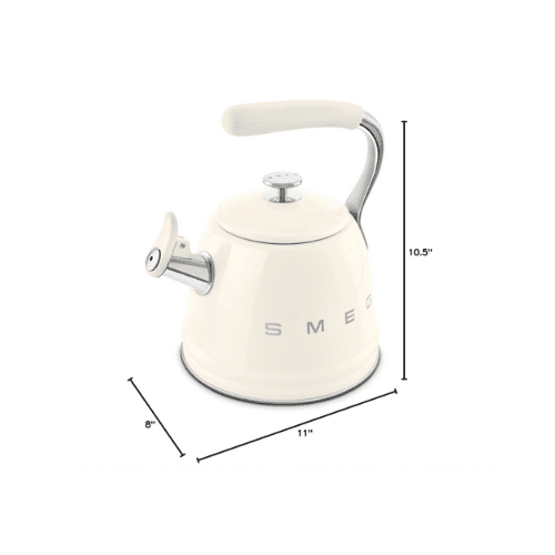 SMEG, WKF01CR Whistling Kettle, Stainless Steel, 2.3 L Capacity, Removable Lid and Measuring Spout, Induction Compatible, Cream. - BusDeals