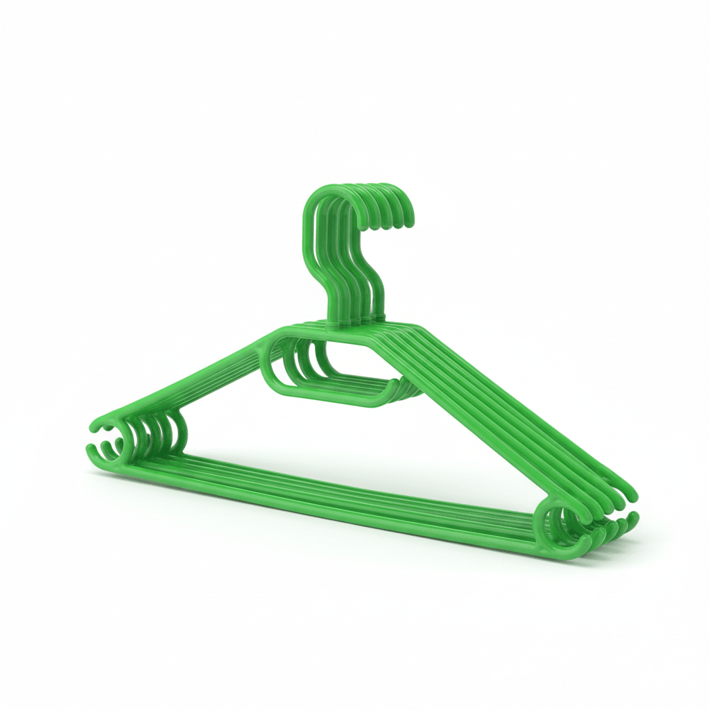 Standard Green Plastic Hangers | 6 Pieces | With Strap Hooks, Durable & Slim - BusDeals