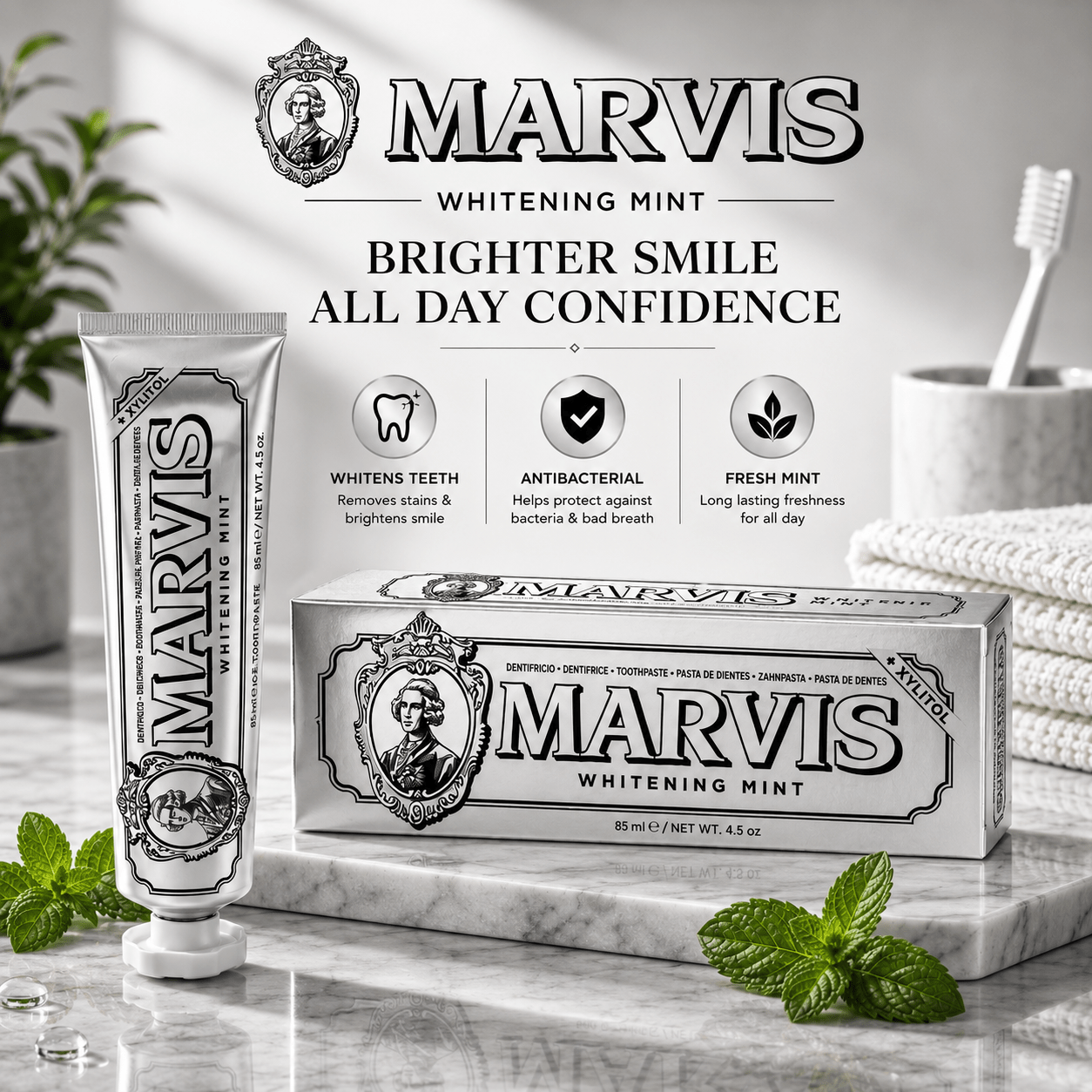 ⭐️⭐️⭐️⭐️⭐️stars (50,410) Marvis Whitening Mint Toothpaste With Xylitol 85ml/4.4oz - BusDeals