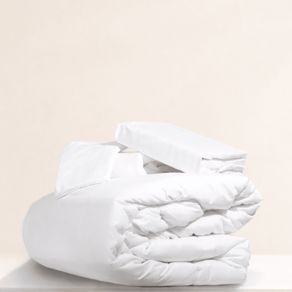 Stripped Cotton 100% King size 6 pieces, Plain white bedding set. - BusDeals