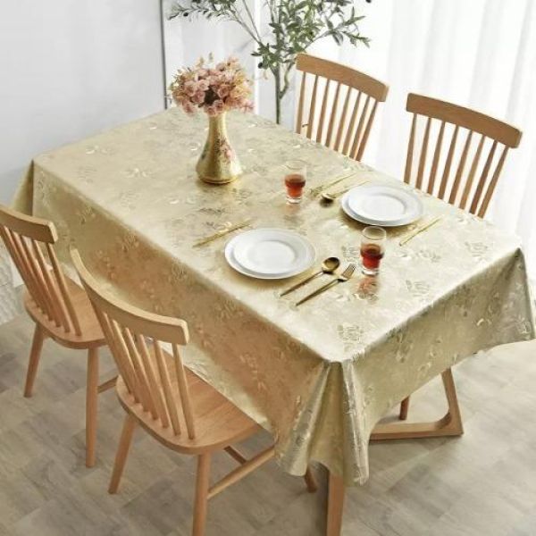 Table Cloth 120*120cm Gold Pattern Design PVC Waterproof and Oil Proof - BusDeals