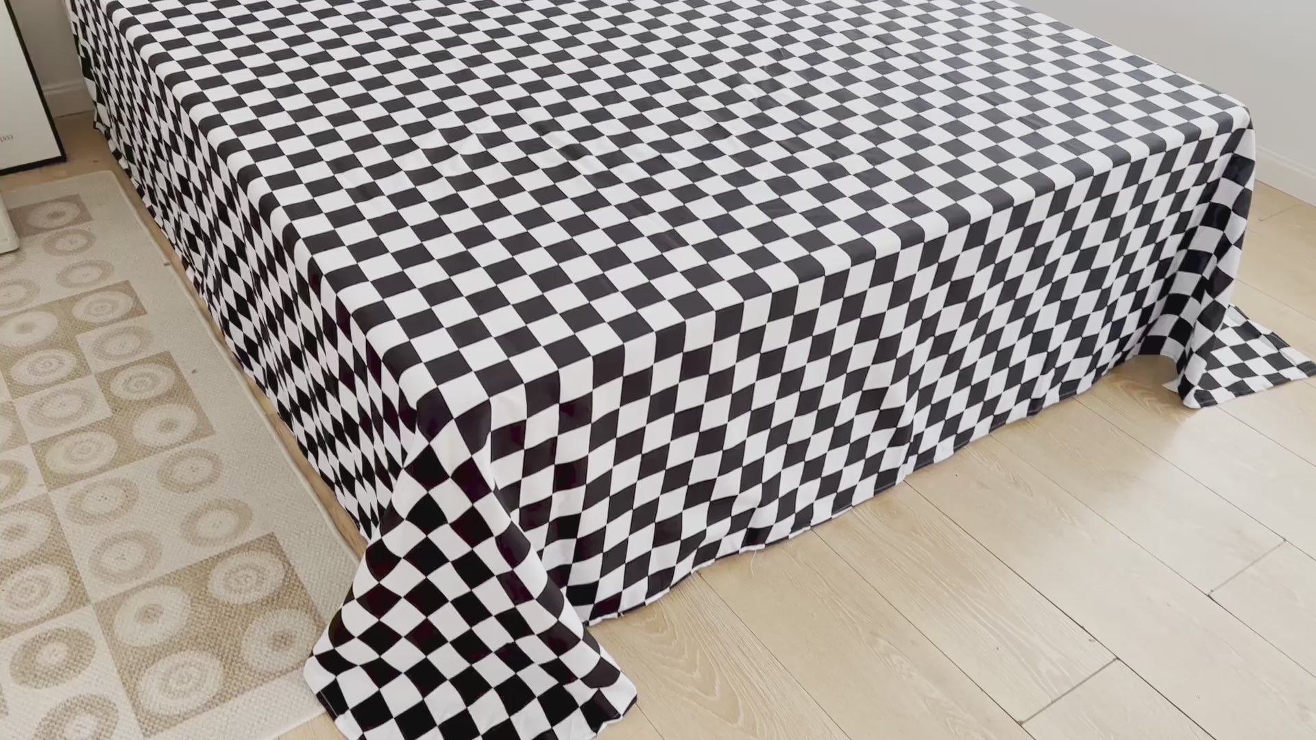 3 Pieces bedsheet set, Black Color Checkered Design