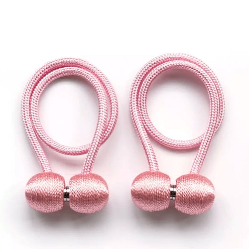 1 Pair Magnetic Curtain Tiebacks, Pink Color, Tie Rope Accessory Backs Holdbacks Buckle Clips Hook Holder Home Decor. - BusDeals