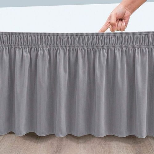 1 Pc. Various Sizes Elastic Bed Skirt Ruffles Solid Color Gray - BusDeals