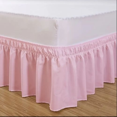 1 Pc. Various Sizes Elastic Bed Skirt Ruffles Solid Color Old Pink. - BusDeals