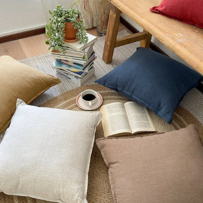 1 Piece 50*50cm Size, 100% Linen Cushion Cover, Solid Beige - BusDeals