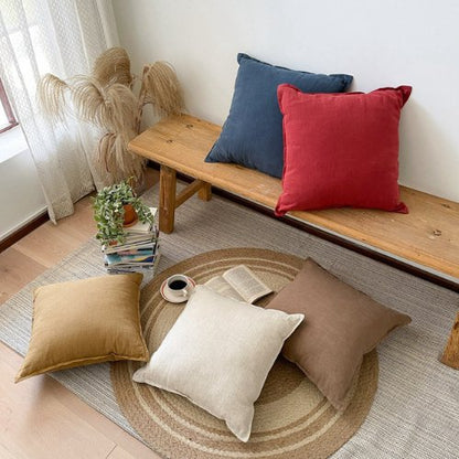 1 Piece 50*50cm Size, 100% Linen Cushion Cover, Solid Brown Bean. - BusDeals