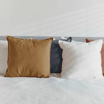 1 Piece 50*50cm Size, 100% Linen Cushion Cover, Solid Brown Bean. - BusDeals