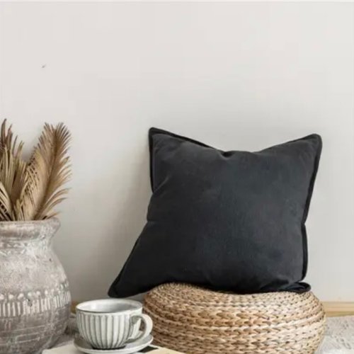 1 Piece 50*50cm Size, 100% Linen Cushion Cover, Solid Dark Gray. - BusDeals