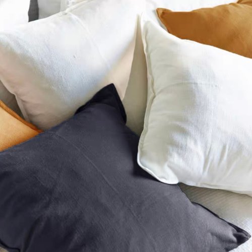 1 Piece 50*50cm Size, 100% Linen Cushion Cover, Solid Dark Gray. - BusDeals