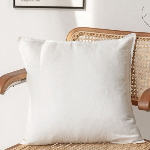 1 Piece 50*50cm Size, 100% Linen Cushion Cover, Solid Ivory. - BusDeals