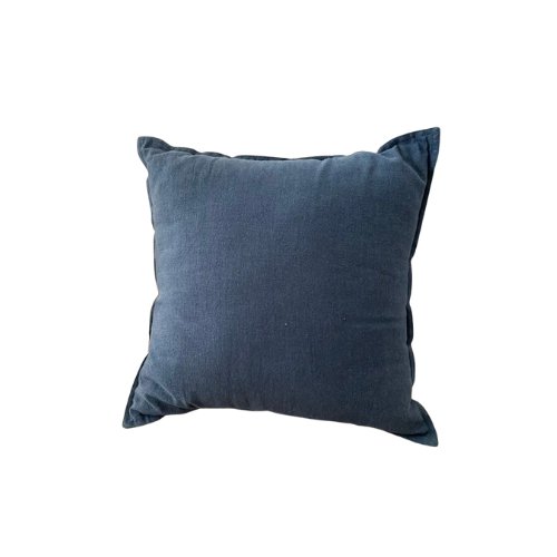 1 Piece 50*50cm Size, 100% Linen Cushion Cover, Solid Lake Blue. - BusDeals