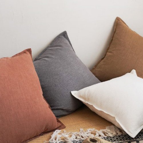 1 Piece 50*50cm Size, 100% Linen Cushion Cover, Solid Light Gray. - BusDeals