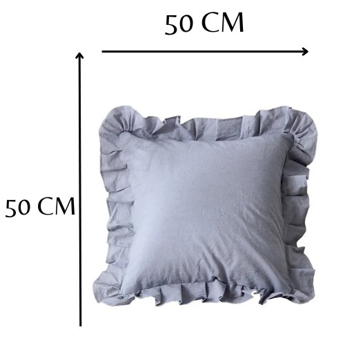 1 Piece 50*50cm Size,Cushion Cover Ruffle Edge, Coin Grey Color. - BusDeals