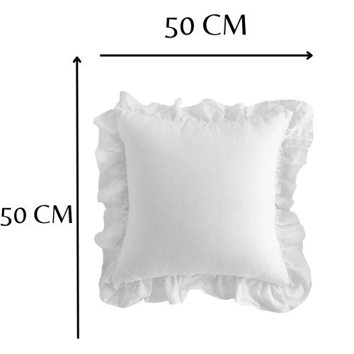 1 Piece 50*50cm Size,Cushion Cover Ruffle Edge, White Color. - BusDeals