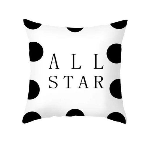 1 Piece Black & White All Star Pattern, Decorative Cushion Cover. - BusDeals