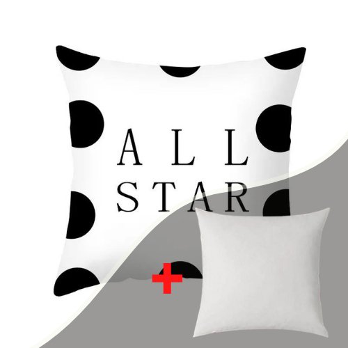 1 Piece Black & White All Star Pattern, Decorative Cushion Cover. - BusDeals