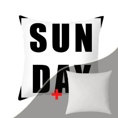 1 Piece Black & White Sunday Pattern, Decorative Cushion Cover. - BusDeals