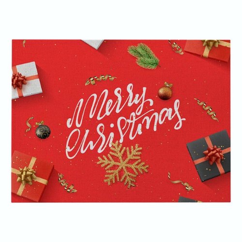 1 Piece christmas placemat water proof linen, Red color - BusDeals