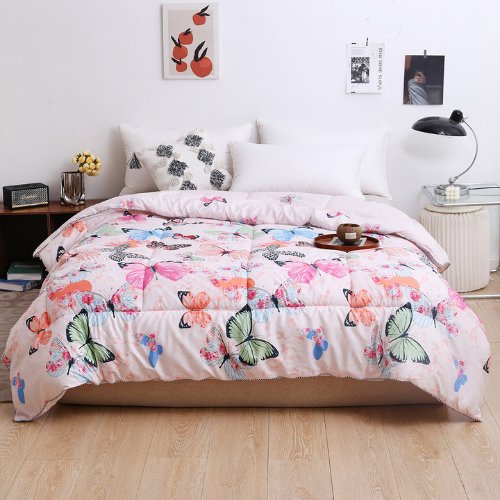 1 Piece Duvet (Comforter) Single Size 160*210cm Reversible, Butterfly Design Pink Color. - BusDeals