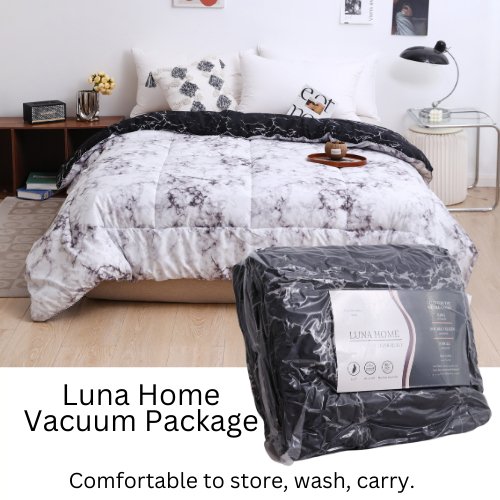 1 Piece Duvet (Comforter) Single Size 160*210cm Reversible, Marble Design Black and White Color. - BusDeals