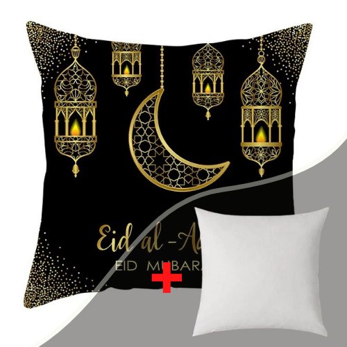 1 Piece eid al-adha design black gold , Decorative Cushion Cover - BusDeals