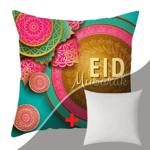 1 Piece elegant eid mubarak design , Decorative Cushion Cover - BusDeals