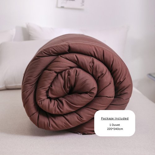 1 Piece Family size Color Duvet (Comforter) 220*240cm Reversible, Coffee Brown and Light Beige Color. - BusDeals