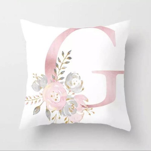 1 Piece Floral Letter G Design, Decorative Cushion Cover. - BusDeals