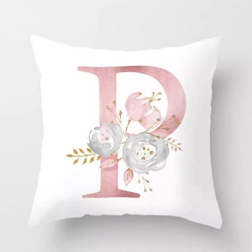 1 Piece Floral Letter P Design, Decorative Cushion Cover. - BusDeals